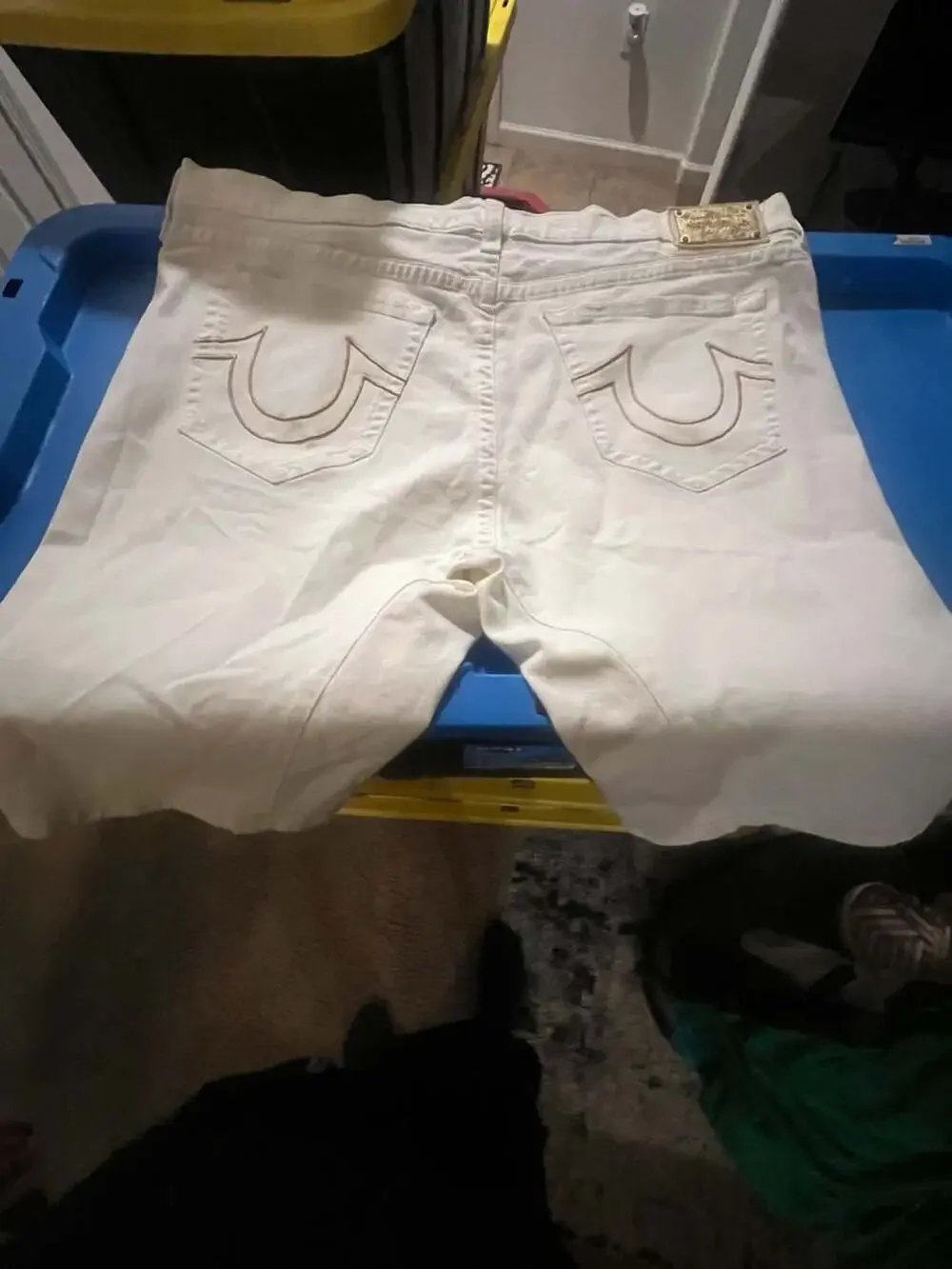 🔥True Religion x Manchester United Limited Edition White Denim Jeans collab siz